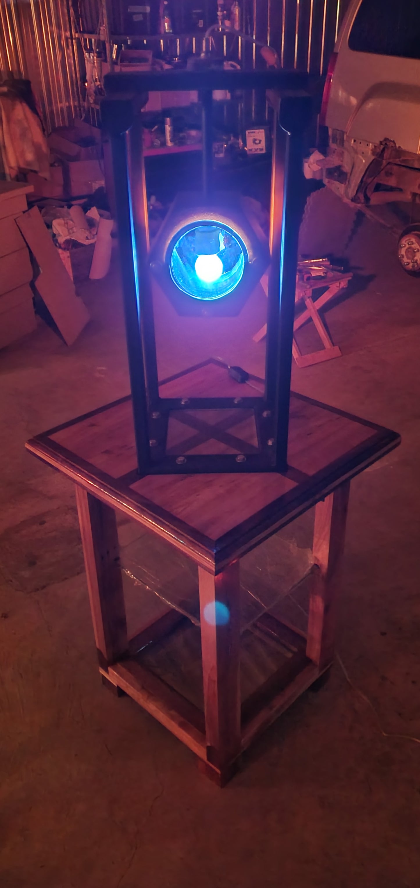 Lampe Projecteur Écrou, énorme, suspendu, vitrail, verre, verre trempé, érable, merisier, noyer noir, chêne, padouk, cerisier