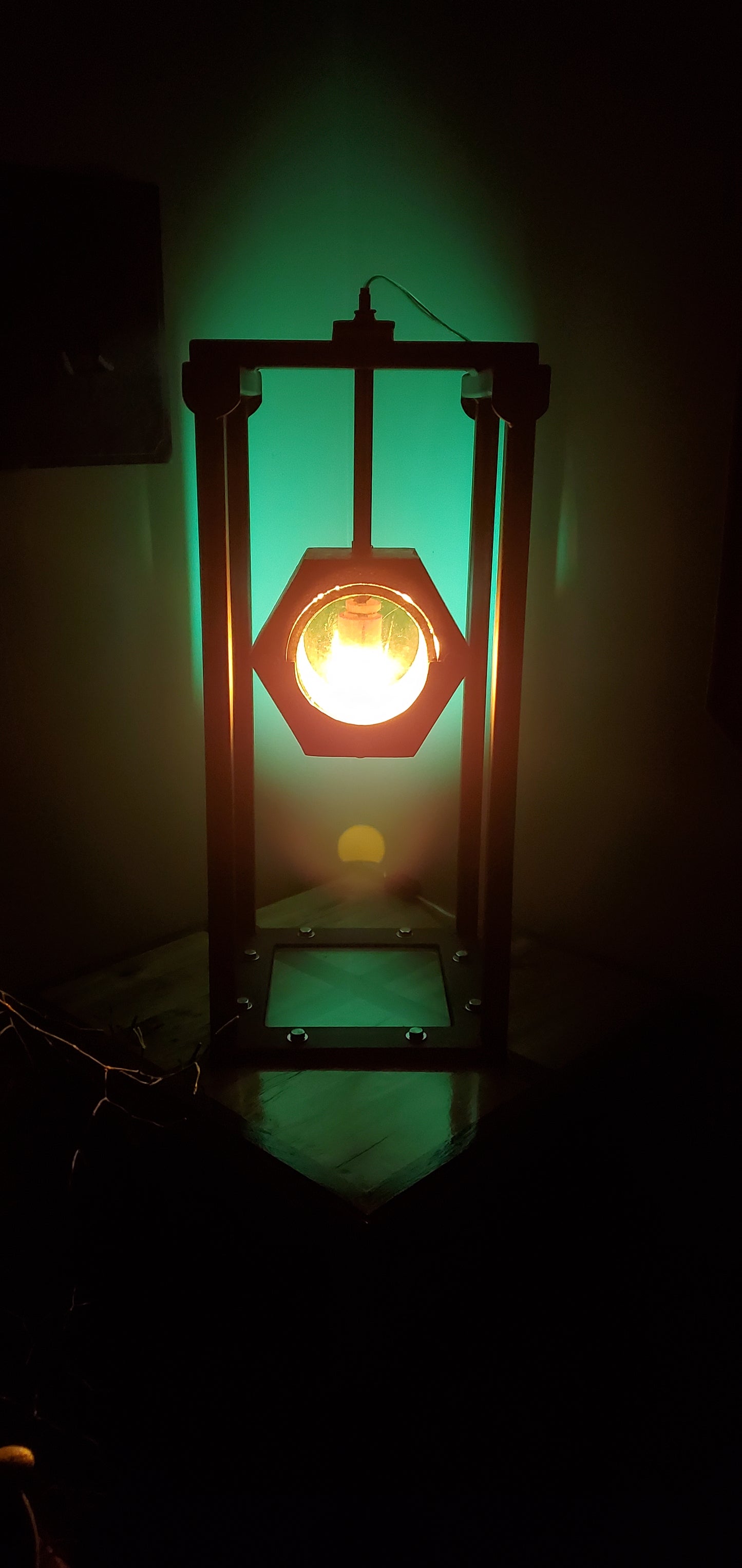 Lampe Projecteur Écrou, énorme, suspendu, vitrail, verre, verre trempé, érable, merisier, noyer noir, chêne, padouk, cerisier