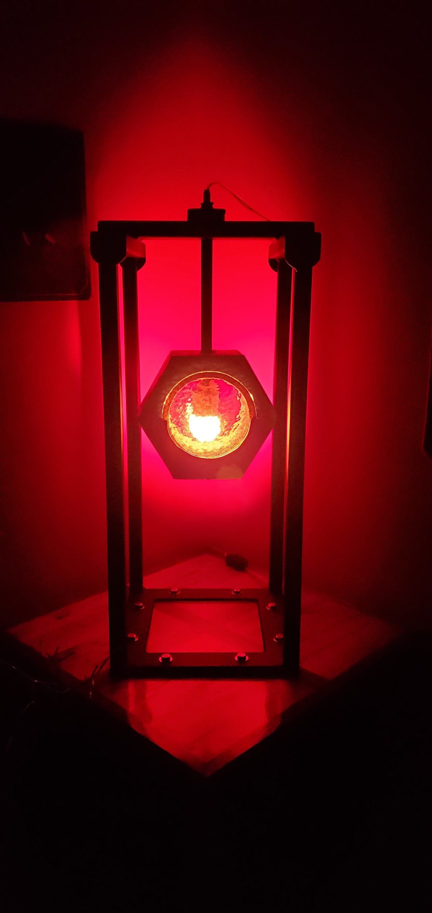 Lampe Projecteur Écrou, énorme, suspendu, vitrail, verre, verre trempé, érable, merisier, noyer noir, chêne, padouk, cerisier