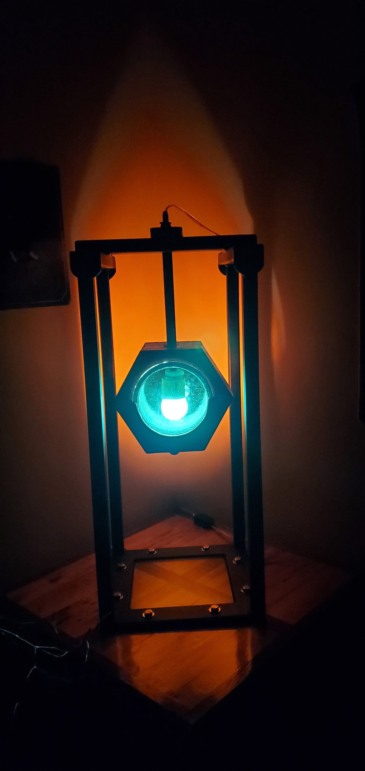 Lampe Projecteur Écrou, énorme, suspendu, vitrail, verre, verre trempé, érable, merisier, noyer noir, chêne, padouk, cerisier