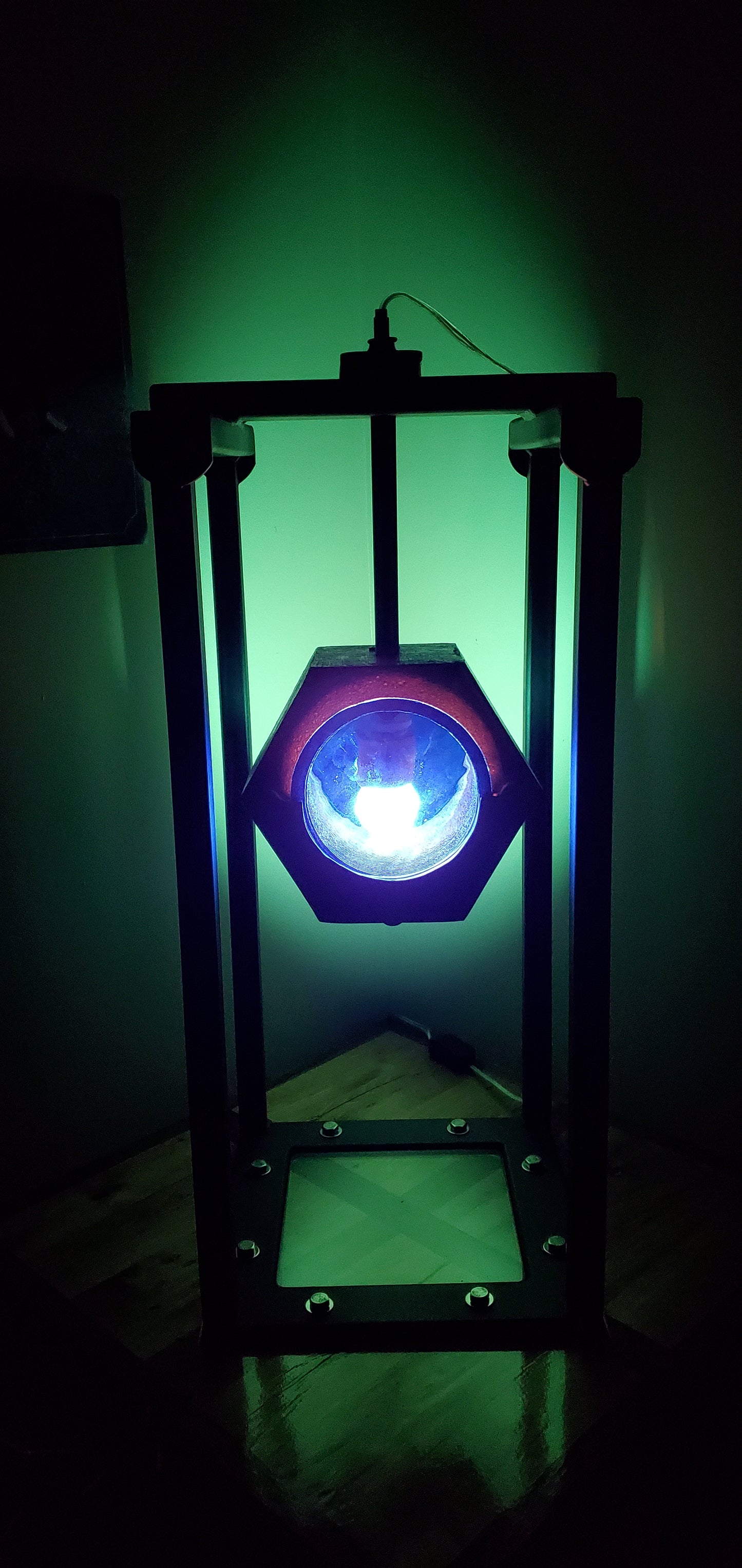 Lampe Projecteur Écrou, énorme, suspendu, vitrail, verre, verre trempé, érable, merisier, noyer noir, chêne, padouk, cerisier